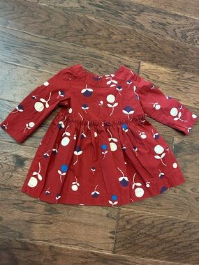 Hanna Andersson Maroon Floral Print Long-Sleeve Kids Dress